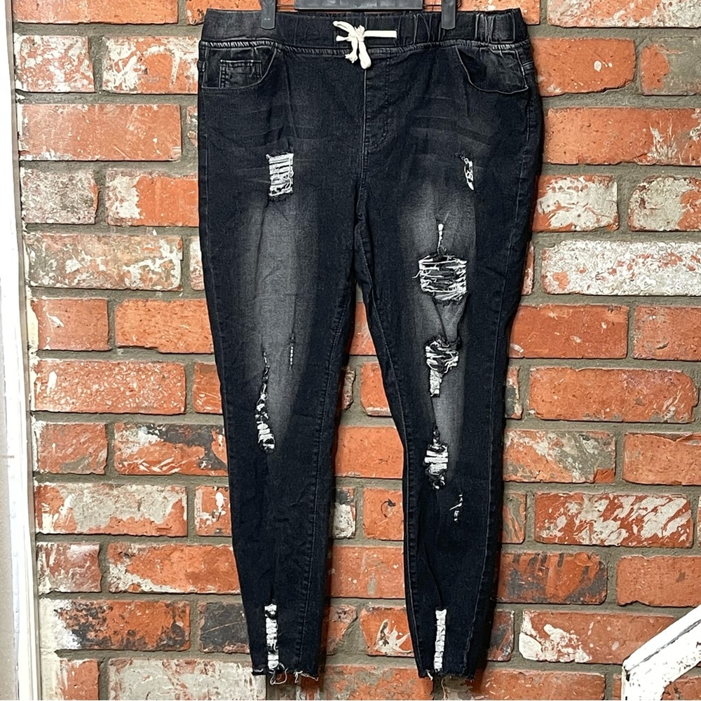 EUC KUNMI Women High Waist Skinny Stretch Ripped Jeans Destroyed 4X